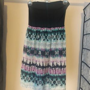 Strapless Printed Pattern Dress